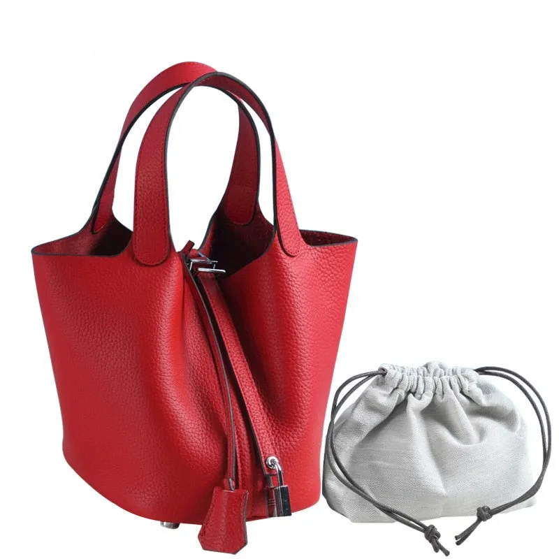 100% Genuine Leather Women Handbags Women Bags Designer Tote Bag Classical Soft Leather Bucket