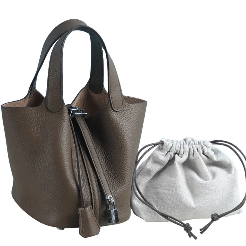 100% Genuine Leather Women Handbags Women Bags Designer Tote Bag Classical Soft Leather Bucket