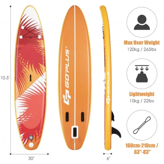 10.5' Inflatable Stand Up board with Aluminum Paddle Pump-M