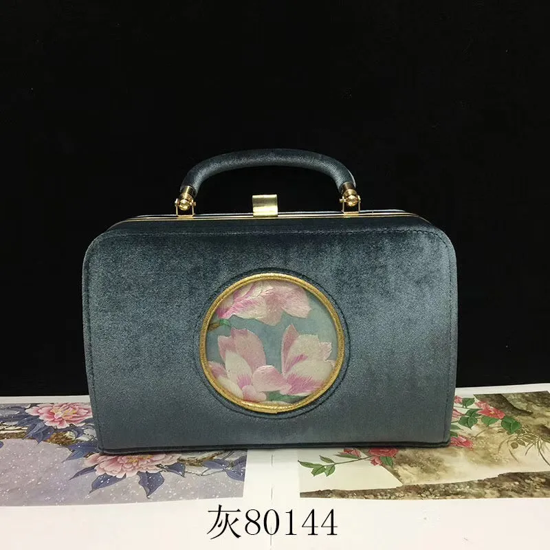 131218 Fashionable hand su embroidery oxen leather bag Flannelette handbag female shoulderbag