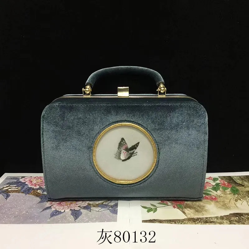 131218 Fashionable hand su embroidery oxen leather bag Flannelette handbag female shoulderbag