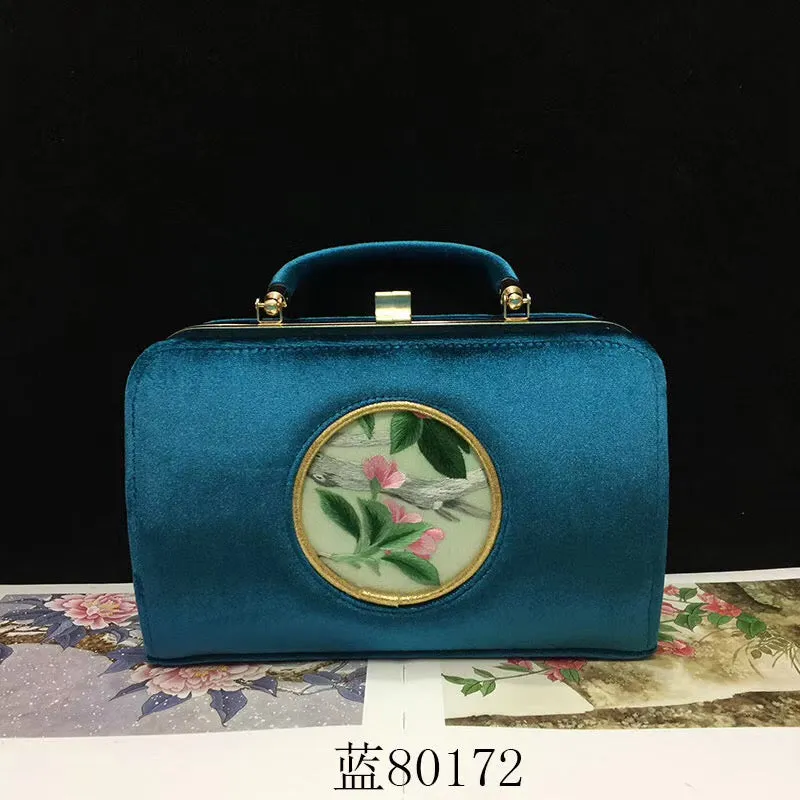 131218 Fashionable hand su embroidery oxen leather bag Flannelette handbag female shoulderbag