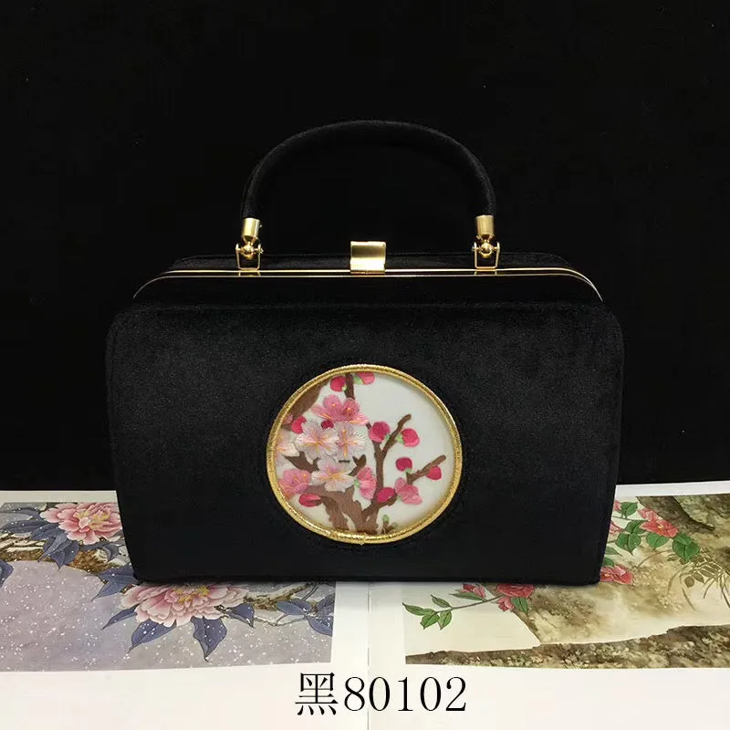 131218 Fashionable hand su embroidery oxen leather bag Flannelette handbag female shoulderbag