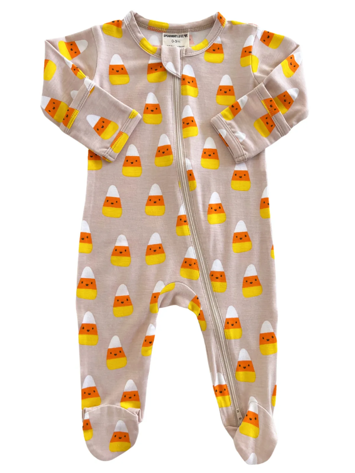 2-Way Zip Footie, Candy Corn