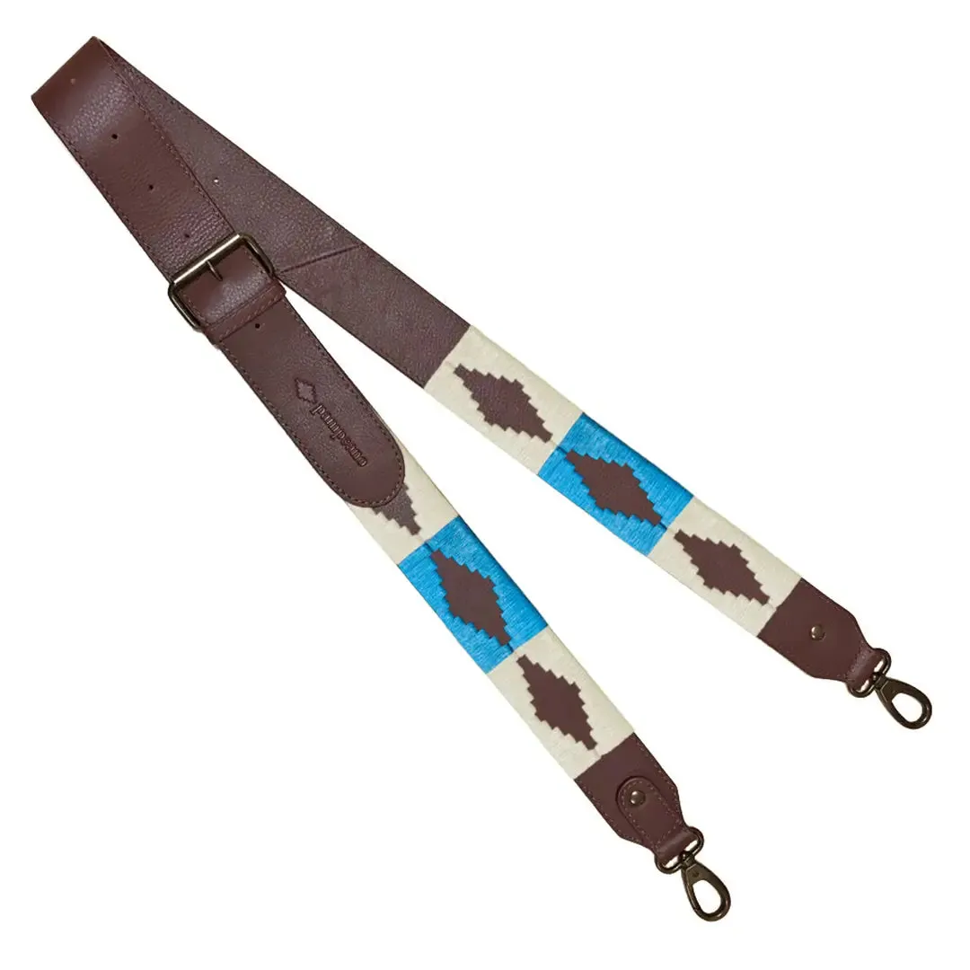 4.5cm Standard Brown Leather Strap w/ Cream & Blue Stitching by Pampeano