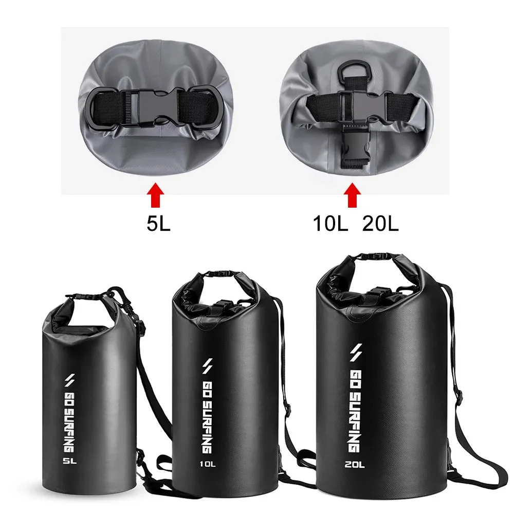 5L/10L/20L PVC Waterproof Dry Bag Roll Top Dry Sack Floating Diving Foldable Bags for Camping Hiking Kayaking Rafting Boating