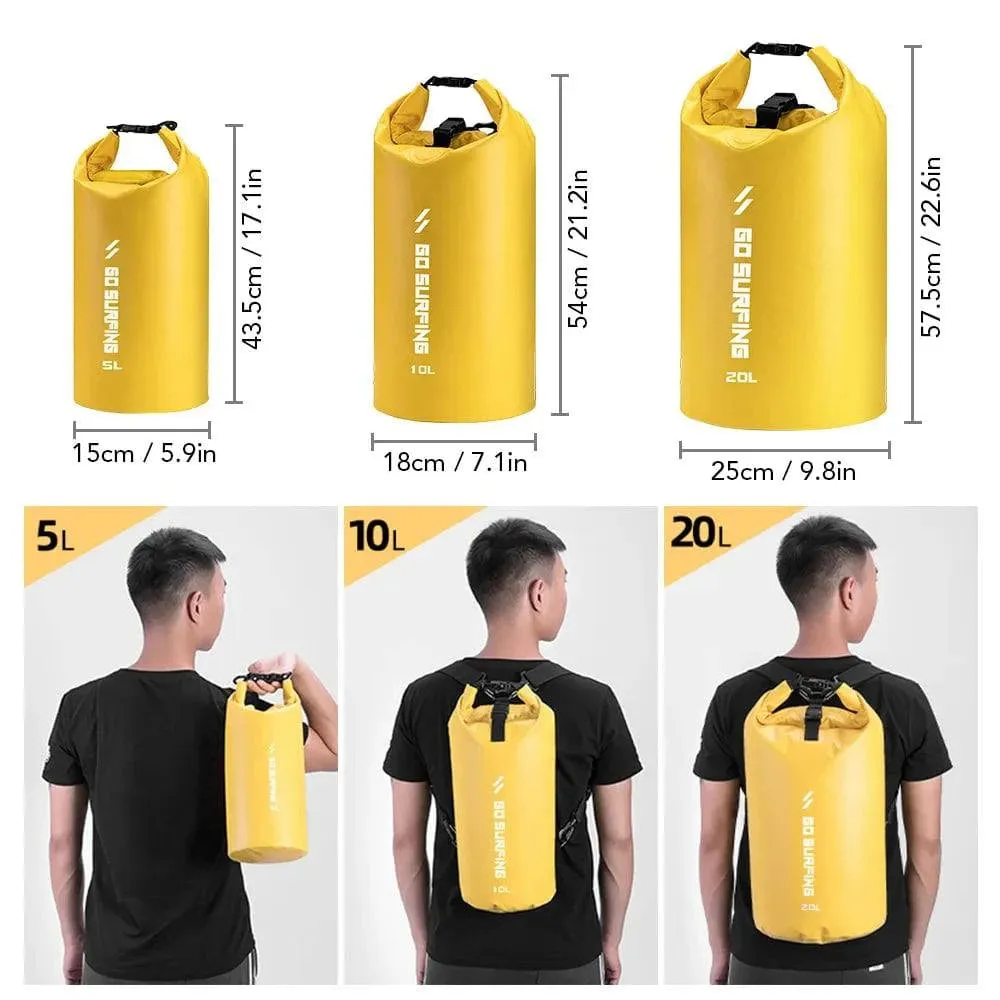 5L/10L/20L PVC Waterproof Dry Bag Roll Top Dry Sack Floating Diving Foldable Bags for Camping Hiking Kayaking Rafting Boating