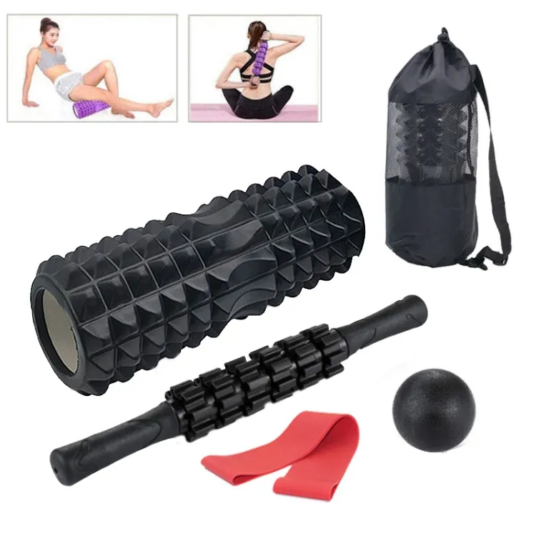 5pcs/set Crescent Hollow Foam Roller Yoga Column Set Fitness Muscle Relaxation Massager Set(33cm Blue)