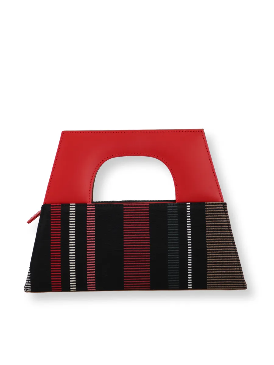 A-Chica Handbag - Black Taupe & Red Handle 1