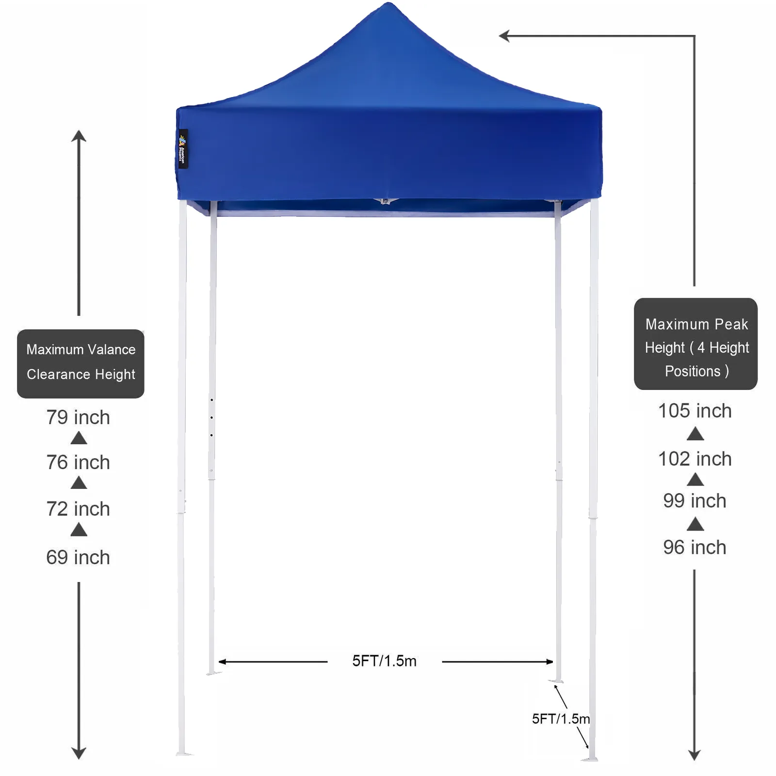 American Phoenix 5x5 Classic Colors Picnic Canopy Tent (White Frame)