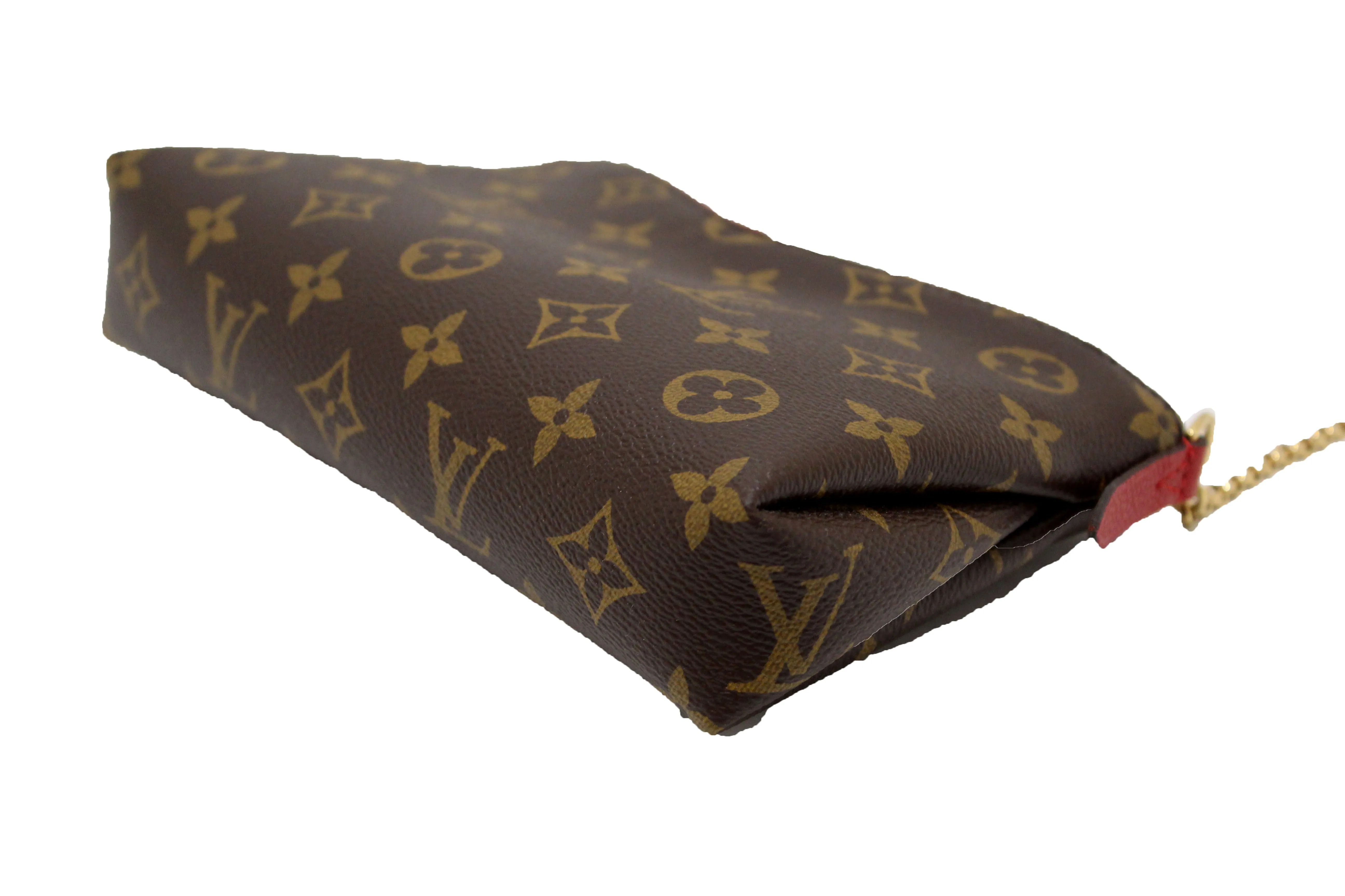 Authentic Louis Vuitton Classic Monogram Red Pallas Clutch Bag