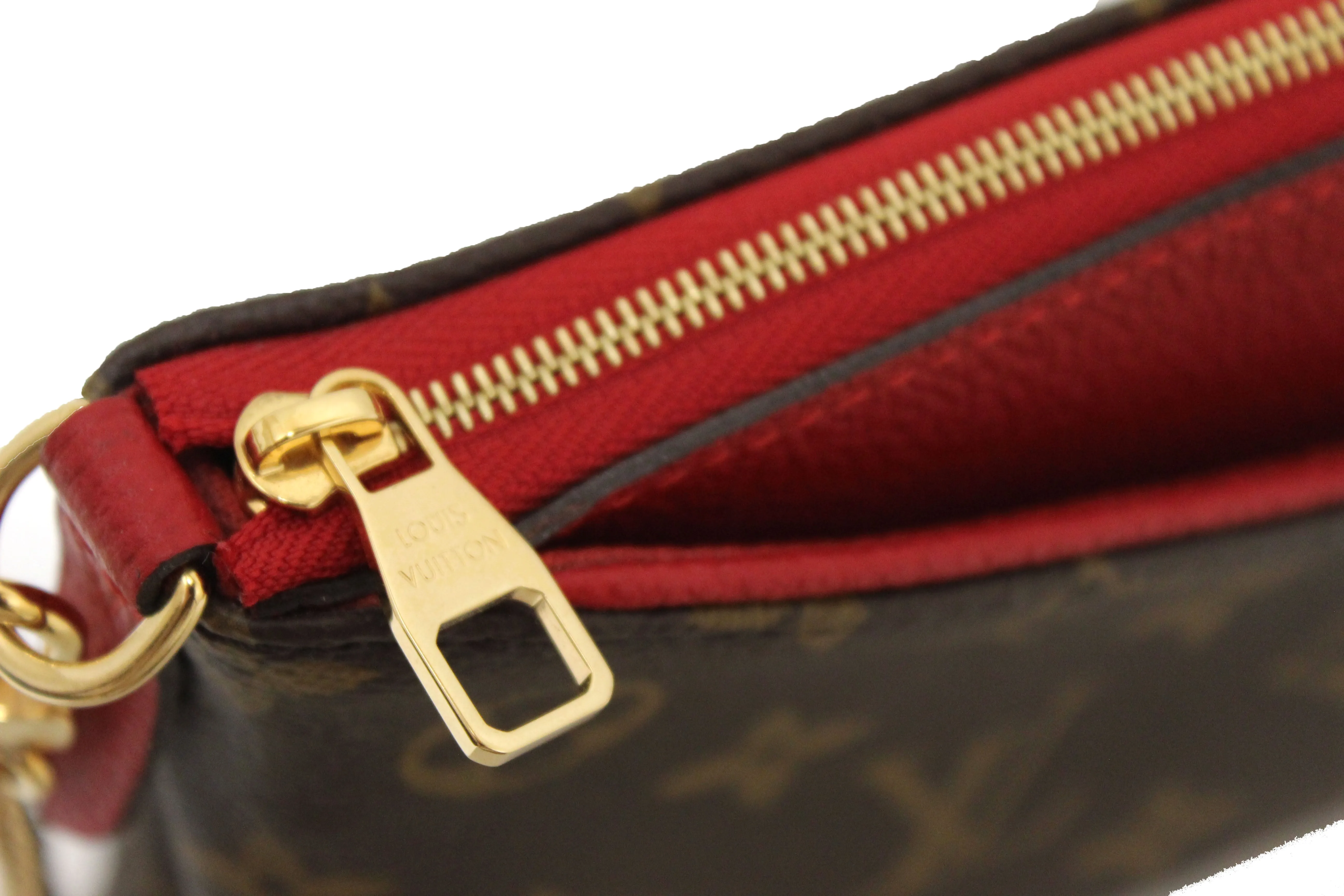 Authentic Louis Vuitton Classic Monogram Red Pallas Clutch Bag