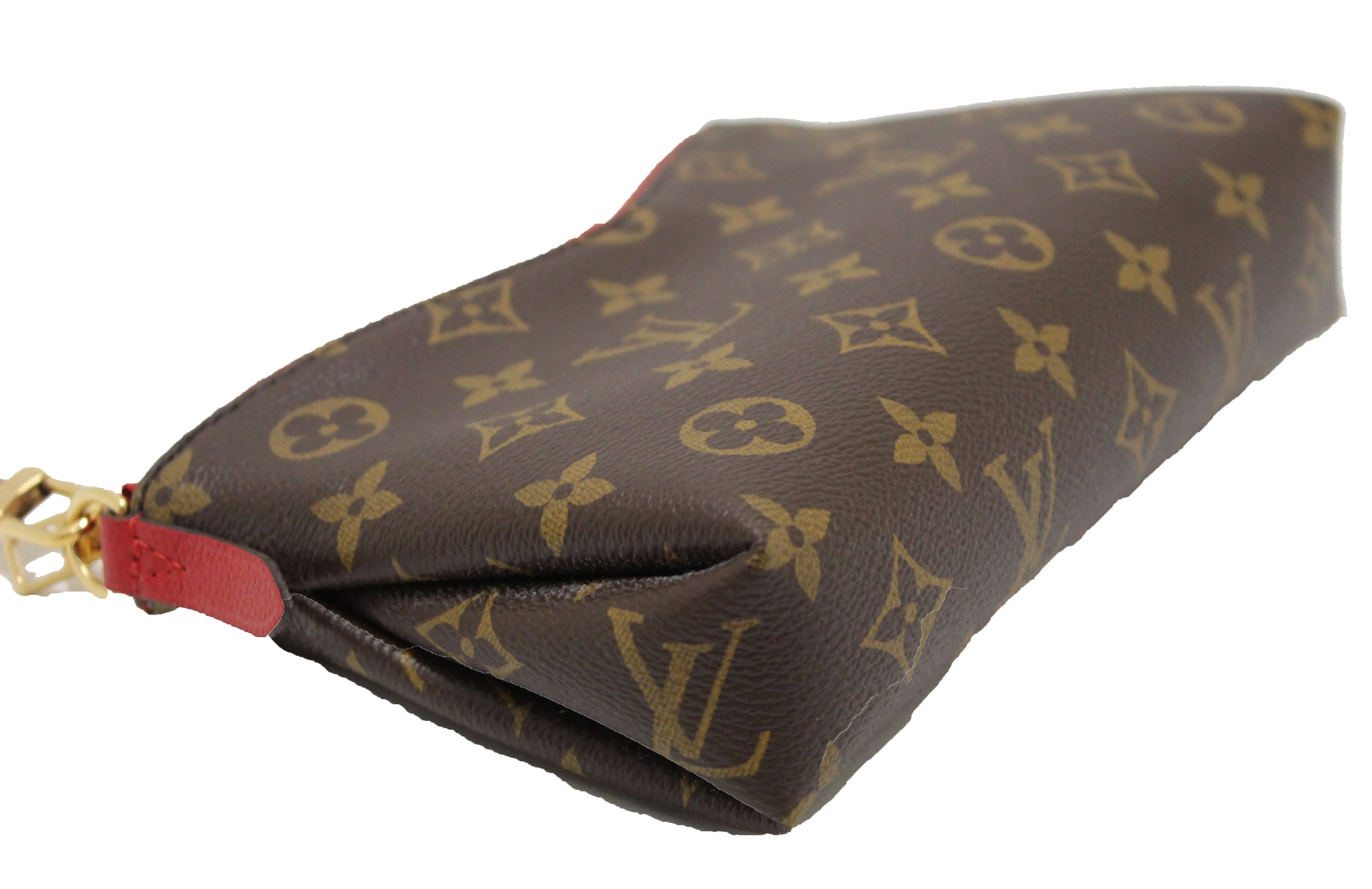 Authentic Louis Vuitton Classic Monogram Red Pallas Clutch Bag