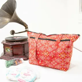 Baby Bag Diaper bag Hospital Bag Red Color with Green Diamond Design.