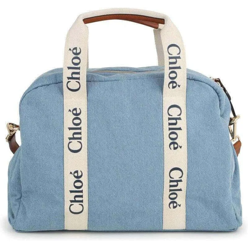 Baby Blue Denim Logo Changing Bag