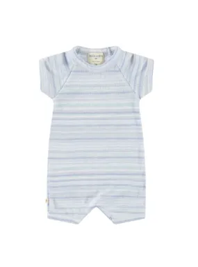 Baby Loop Terry Multi Stripe Romper - Multi Blue Stripe