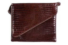 Bally Vintage Brown Mock Croc Leather Handbag