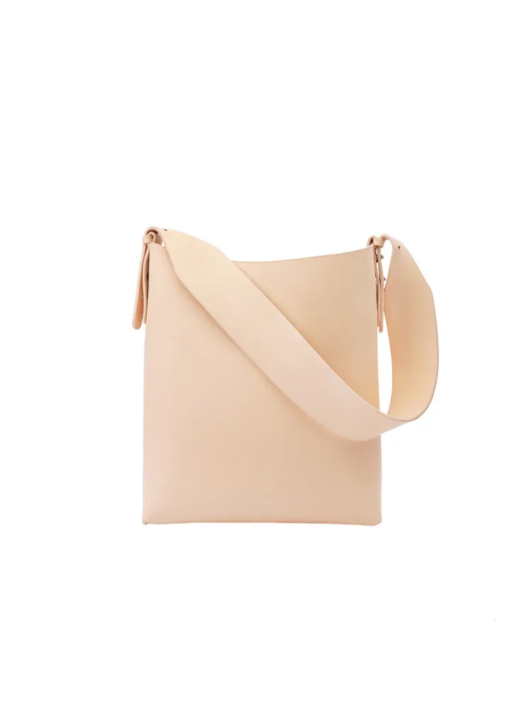 Beige Leather Women Tote Bucket Bag Shoulder Bag For Women