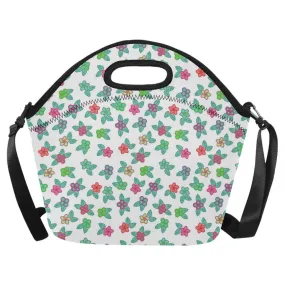 Berry Flowers White Neoprene Lunch Bag/Large