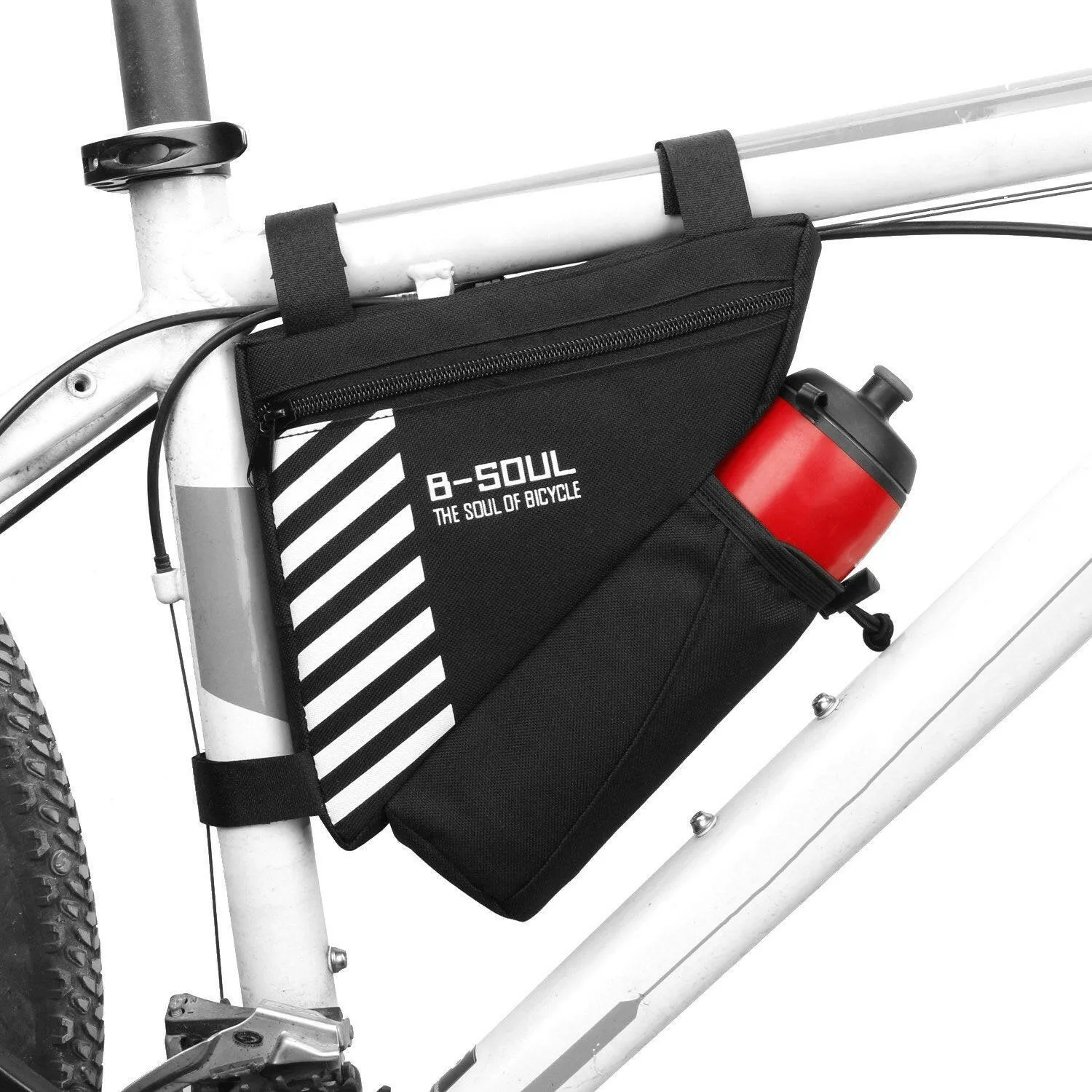 Bike Triangle Bag with Water Bottle Pocket Cycling Frame Top Tube Bag MTB Bicycle Tool Storage Bag Pouch