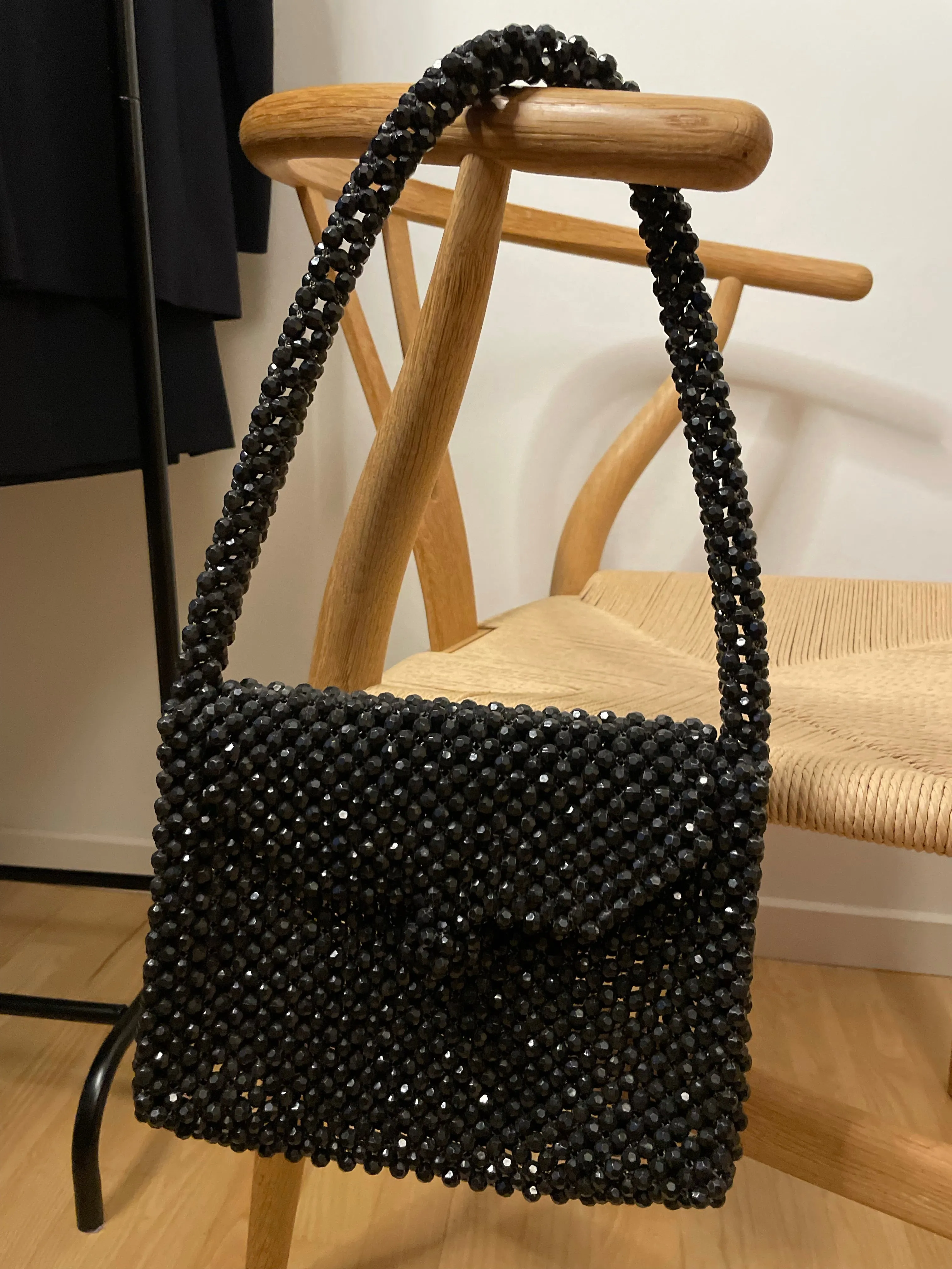 Black Bead Shoulder Bag