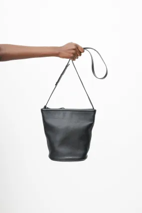 Black Leather Bucket Bag