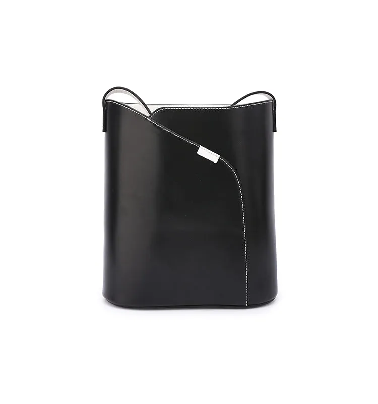 Black LEATHER WOMENs Bucket Purse SHOULDER BAG FOR WOMEN