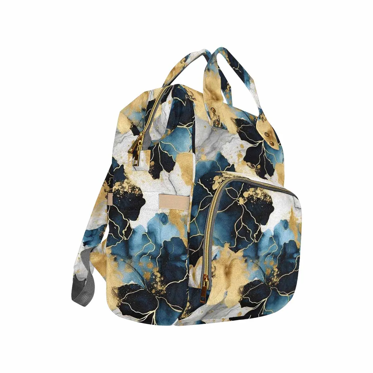 Blue Ink Floral Diaper Bag Backpack