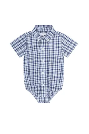 Blue Plaid Pima Cotton Onesie Shirt