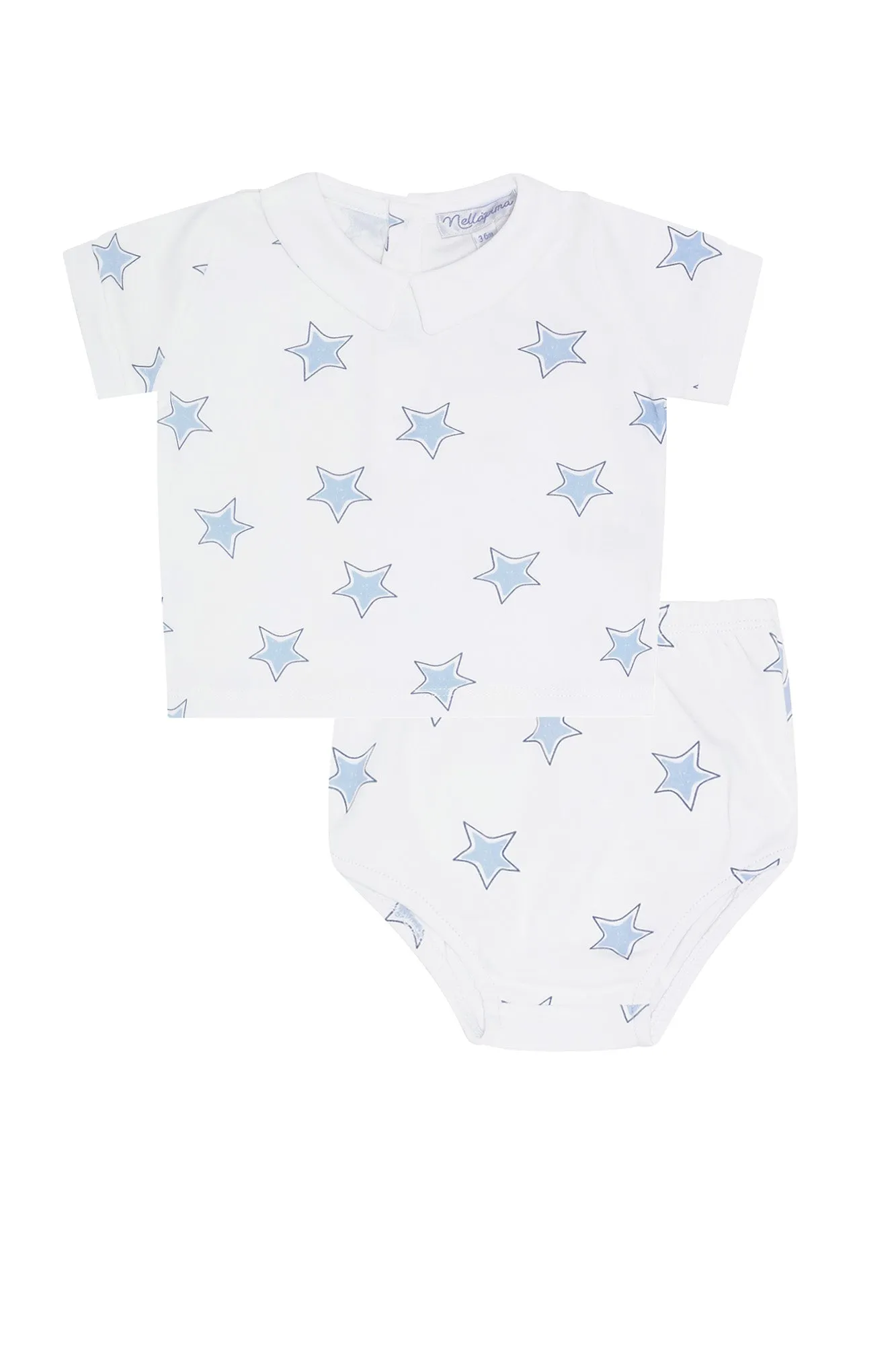 Blue Stars Print Diaper Cover Set