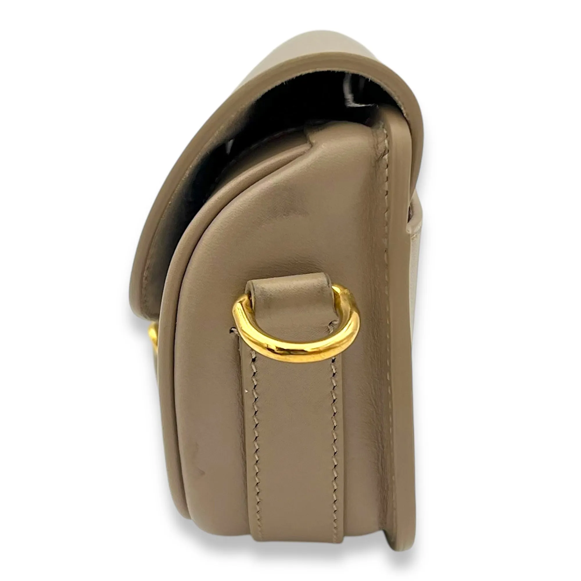 Bobby East West Crossbody Bag Brown in Calfskin, Gold hardware