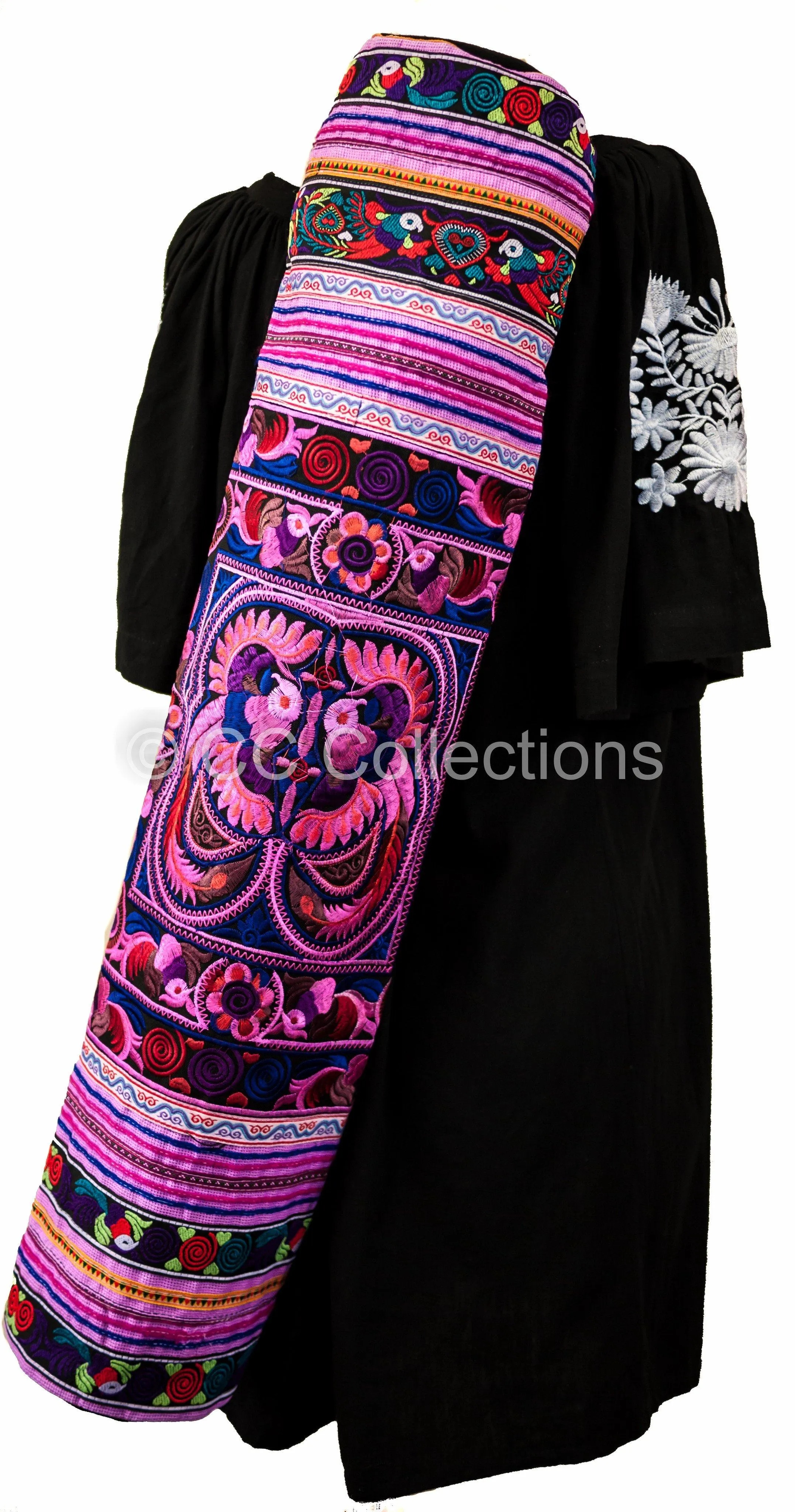 Bohemian Yoga Mat Bag Carrier Embroidered Hill tribe ethnic A