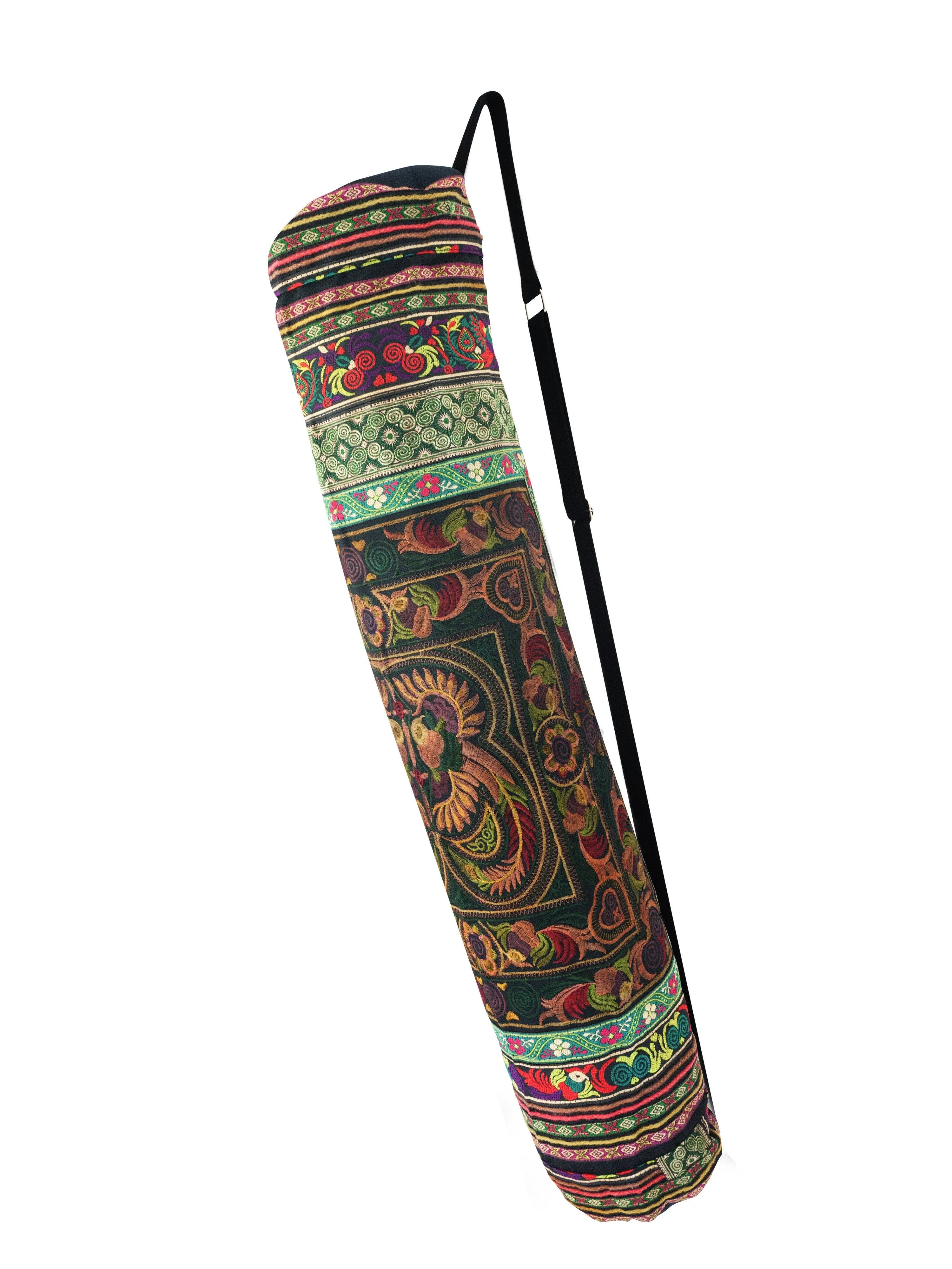 Bohemian Yoga Mat Bag Carrier Embroidered Hill tribe ethnic A