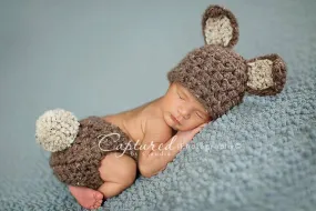 Brown Bunny Hat Diaper Cover Set Newborn Baby