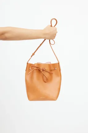 Brown Leather Bucket Crossbody Bag