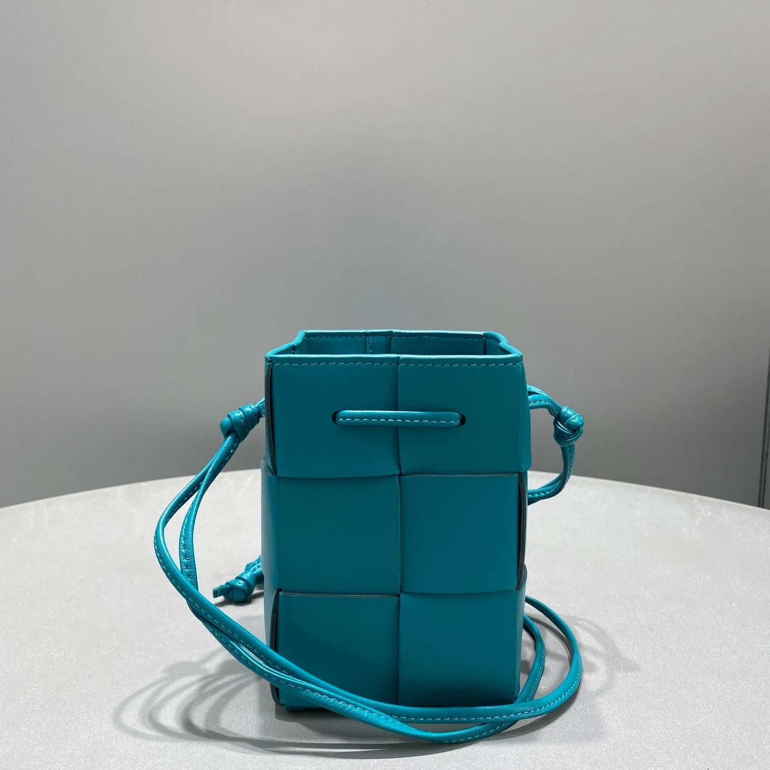 BV Mini Cassette Bucket Bag Blue, For Women, Bags 5.5in/14cm