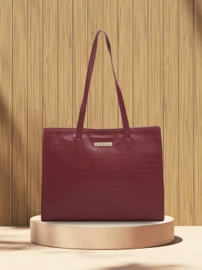 Caprese Westwood Medium Tote Croco Faux Leather For Women Maroon