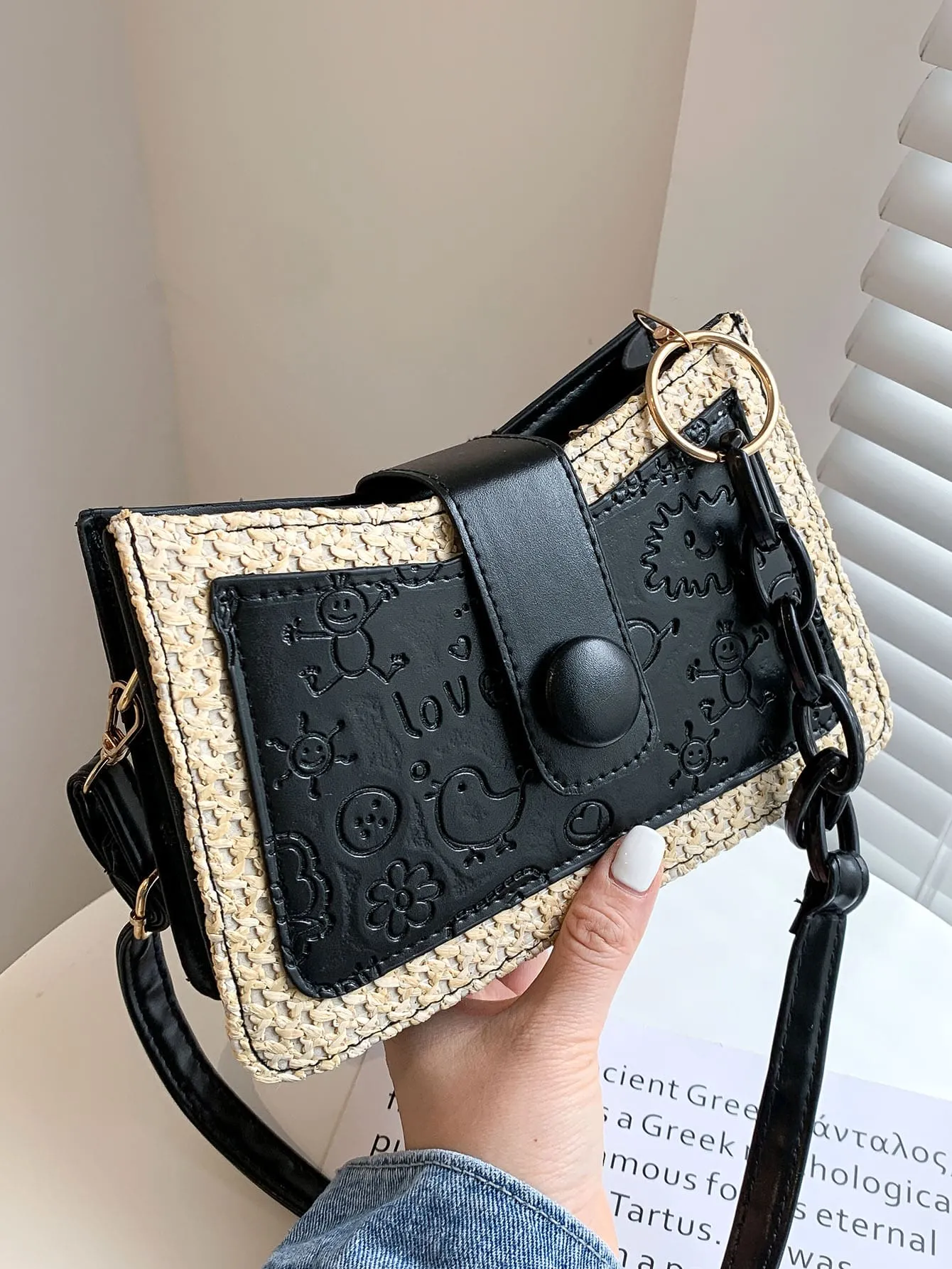 Cartoon Embossed Chain Crossbody Bag