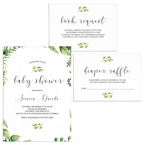 Classic Baby Shower Invitation Set Greenery Themed