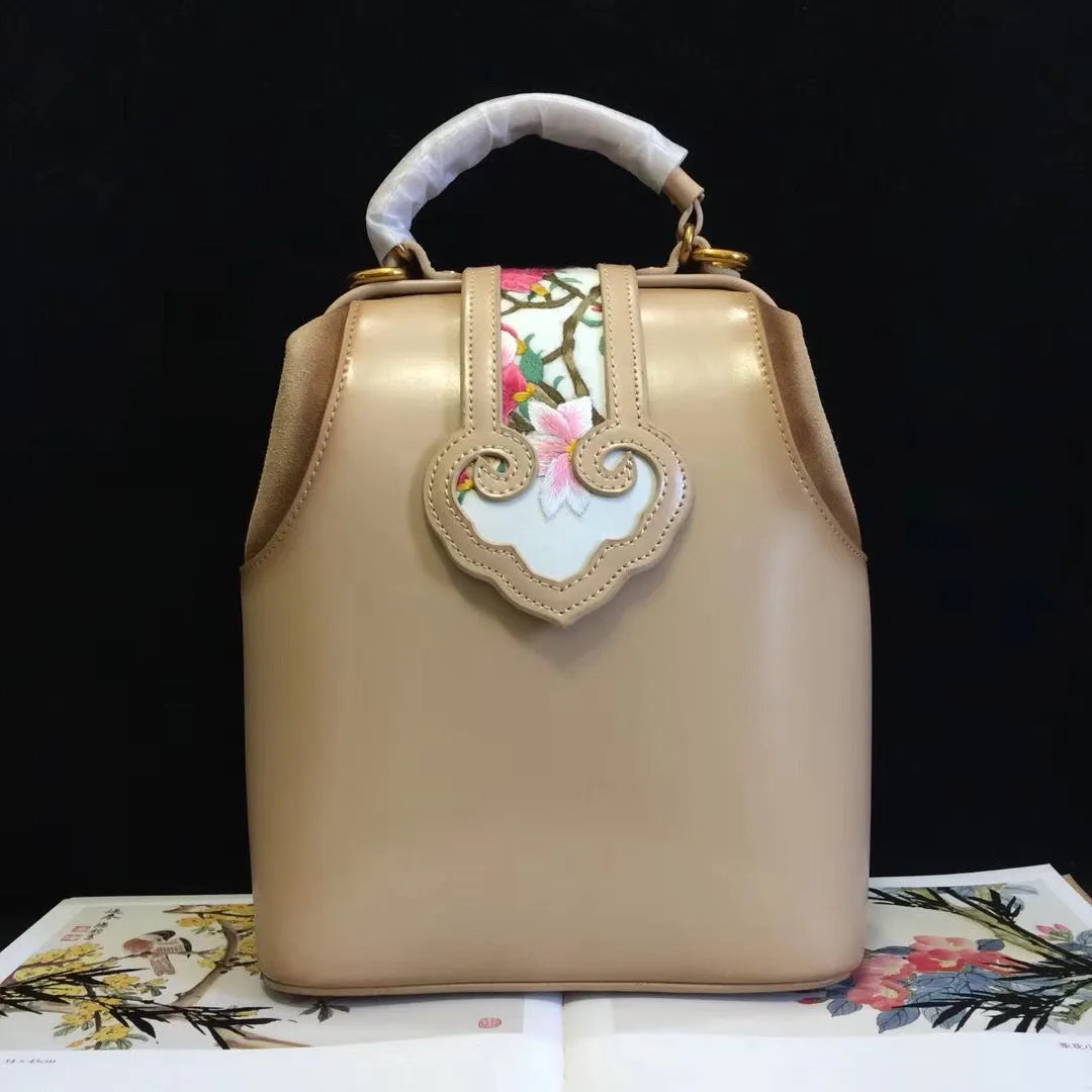 Classic hand su embroidery multi function cowhide bag shoulderbag handbag