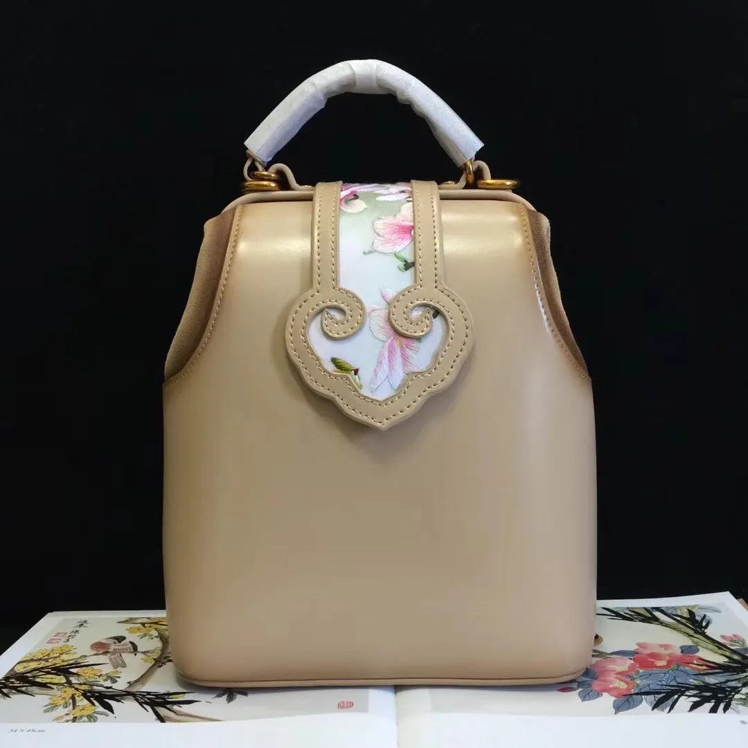 Classic hand su embroidery multi function cowhide bag shoulderbag handbag