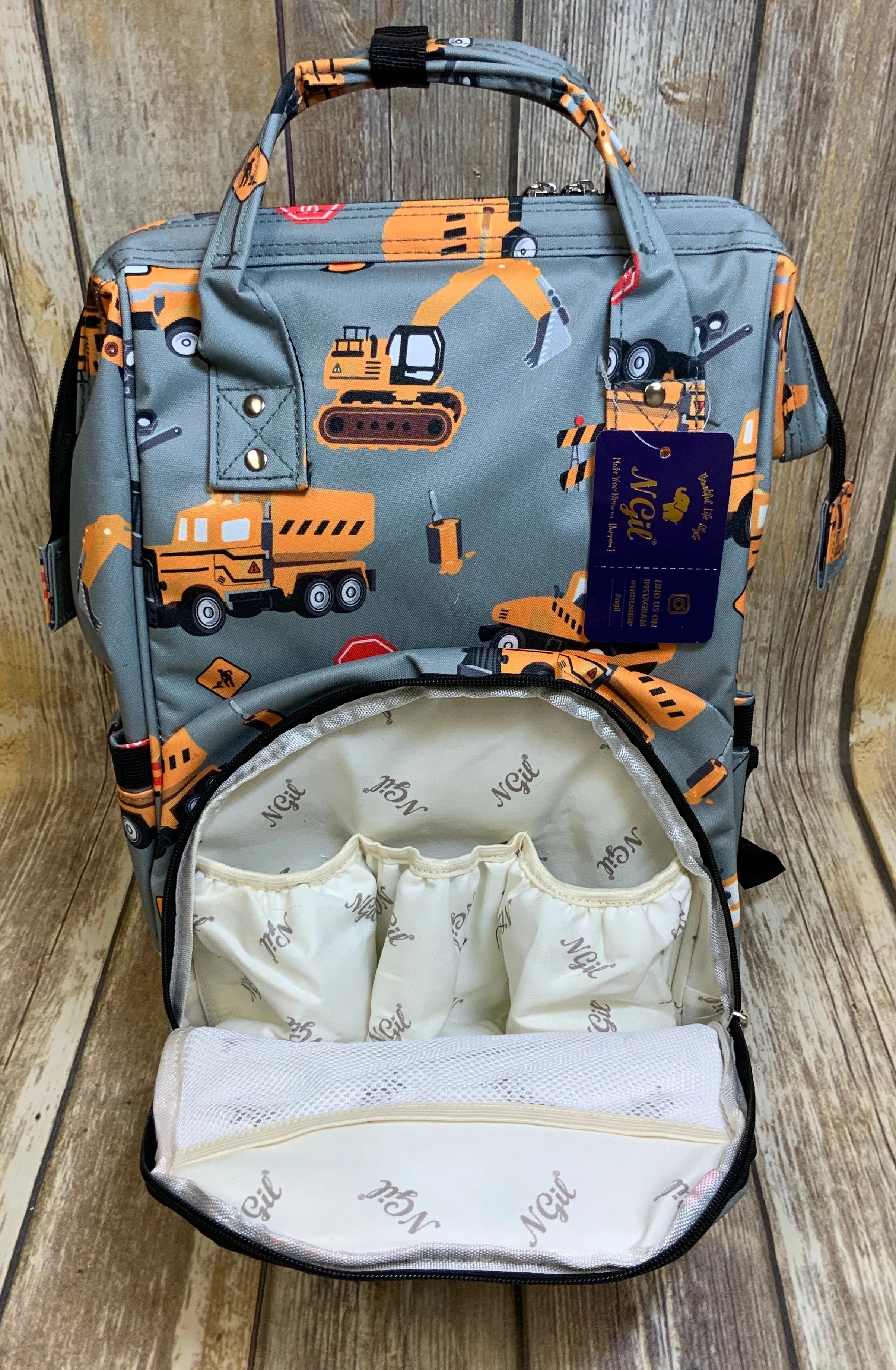 Construction Trucks Diaper Bag Back Pack NGIL Brand ( High Quality Canvas)