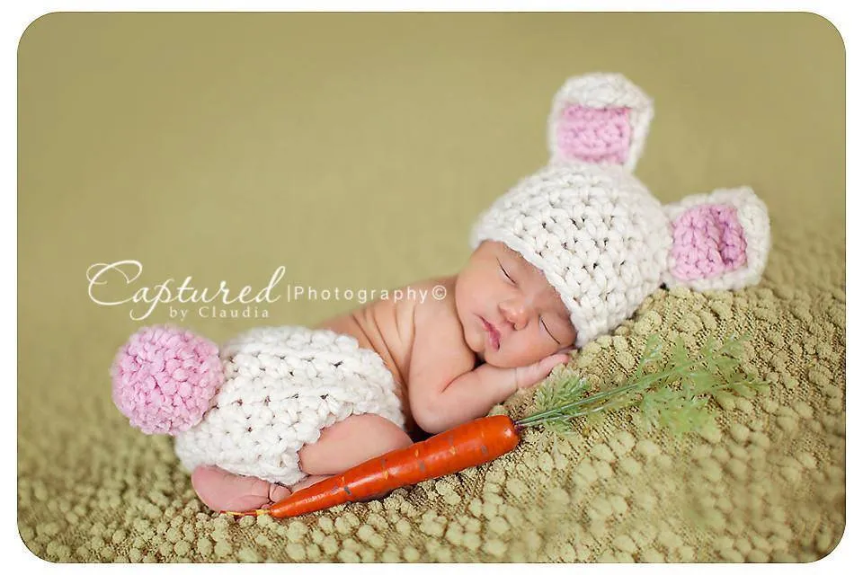 Cream Bunny Hat Newborn Baby