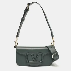 Dark Green Leather Small Loco Shoulder Bag