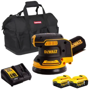 DeWalt DCW210N 18V Brushless 125mm Random Orbital Sander with 2 x 5.0Ah Battery & Charger in Bag