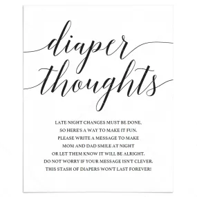 Diaper Thoughts Game Template with Calligraphy Font