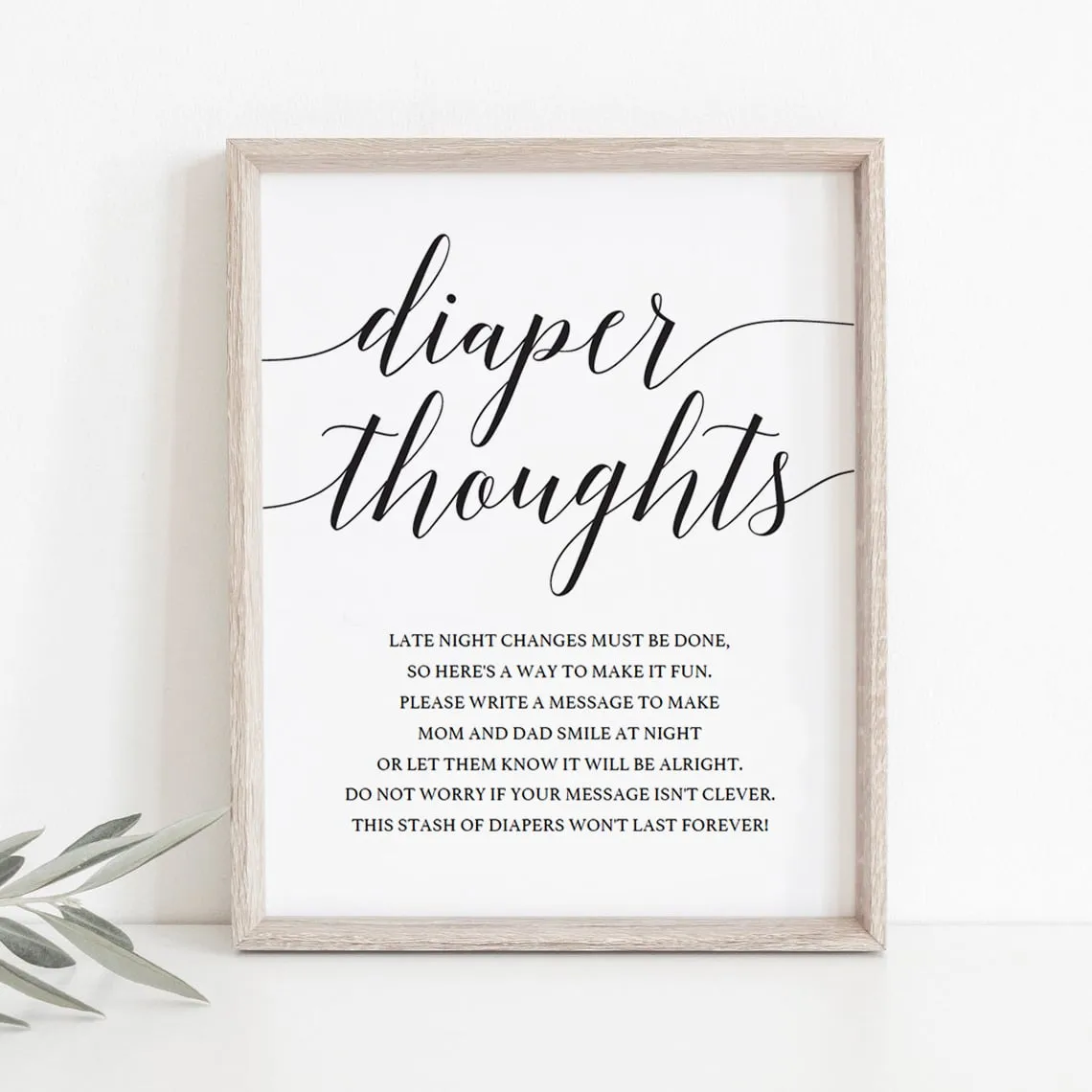 Diaper Thoughts Game Template with Calligraphy Font