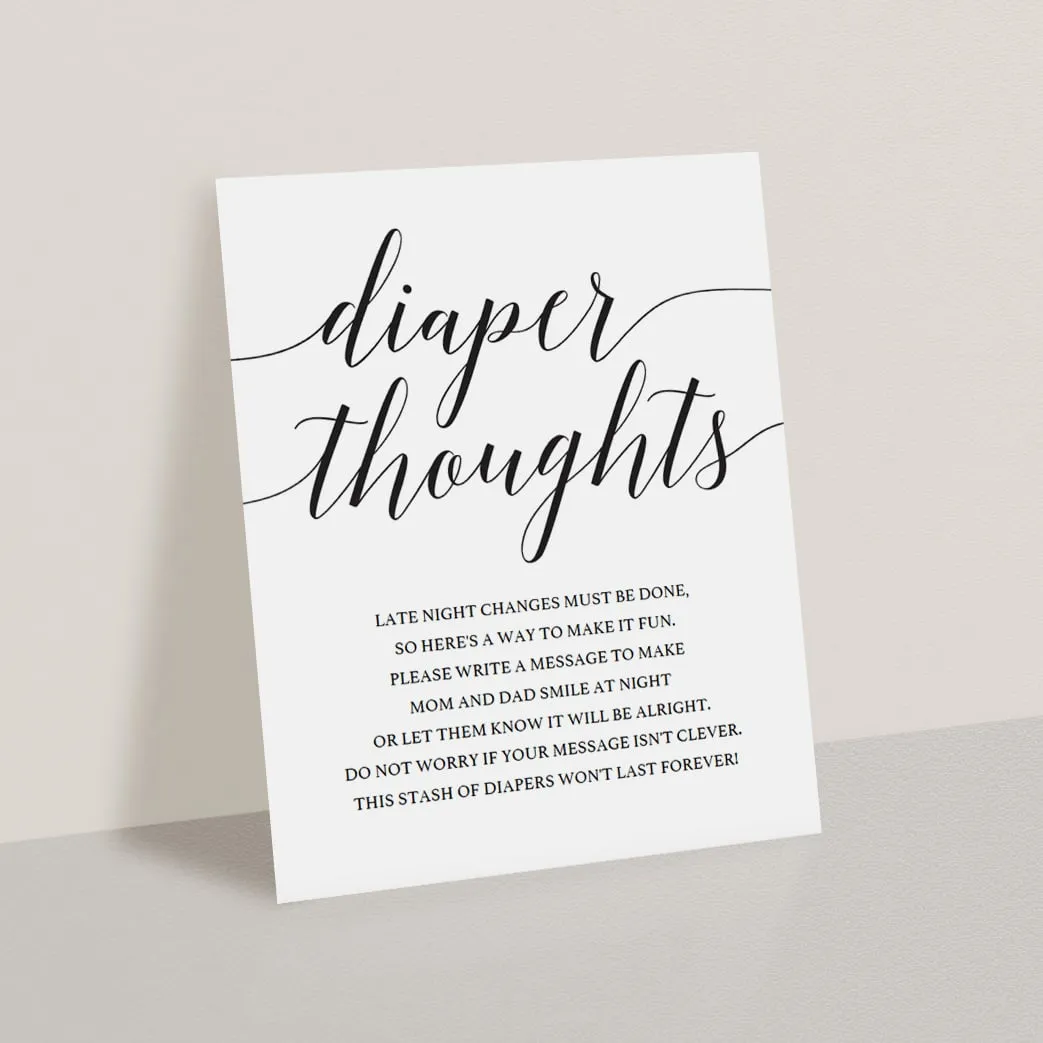 Diaper Thoughts Game Template with Calligraphy Font