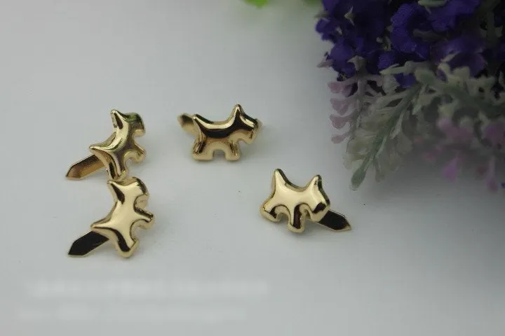 Dog Shaped Purse Label 1/10pcs Bag Hardware Charm Light Gold Handmade Purse Handbag Making Metal Decoration 15mm 5/8" Wholesale Supplies