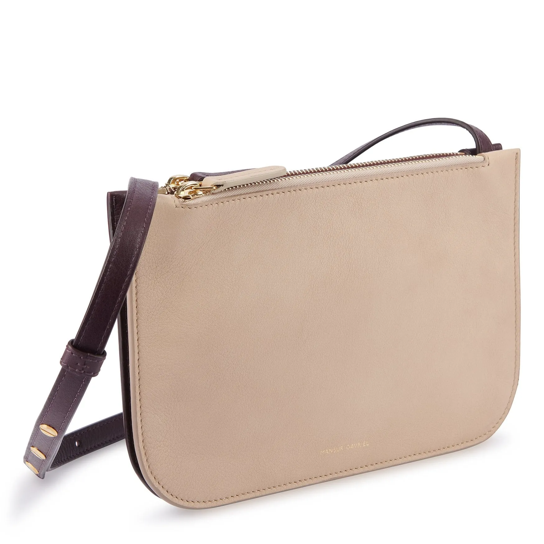 Double Crossbody - Beige/Eggplant